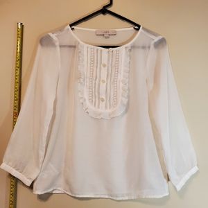 LOFT White Ann Taylor XXSP sheer shirt
